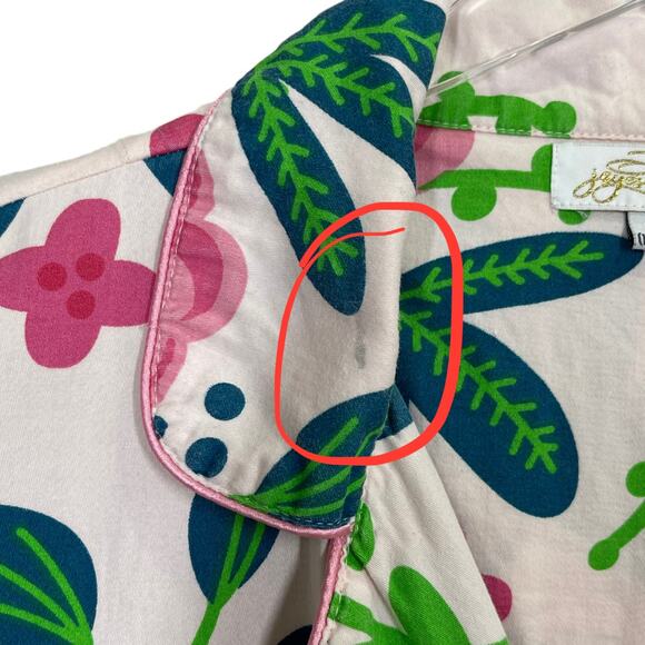 Jaye's Studio Floral Bloom Print Luxe Sateen Sleep Shirt Medium Pajamas Preppy - Picture 4 of 6